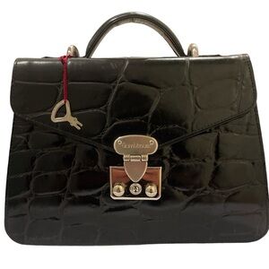 Gianni Versace crocodile embossed leather hand bag with COA